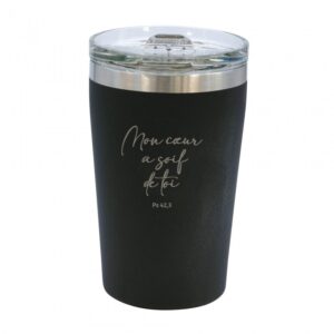 Mug isotherme "Mon cœur a soif de toi" - Noir
