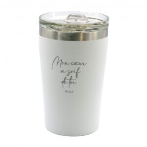 Mug isotherme "Mon cœur a soif de toi" - Blanc