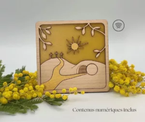 Tableau de Pâques - Décoration en bois incluant des contenus numériques