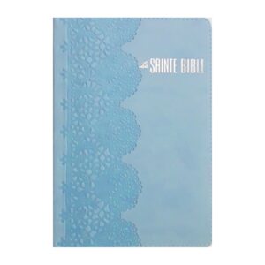 Bible Souple Bleue motif dentelle bleu 204