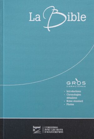 Bible Segond 21 gros caractères - Couverture souple toilée, duo bleu-gris